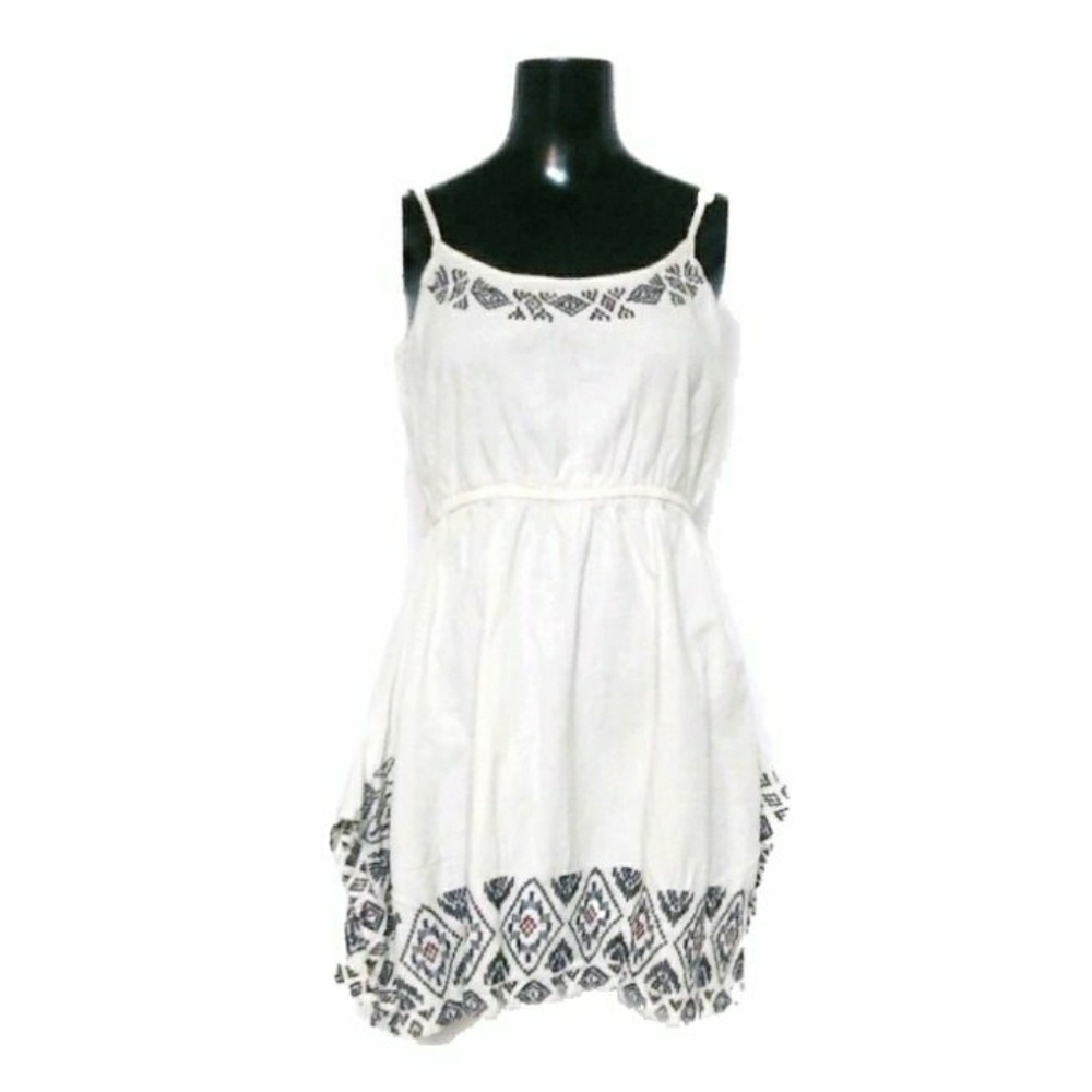 Angie Cream, Red/Blue Knit Spaghetti Strap Dress👗